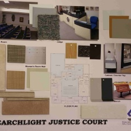 Glass-walled office workspace layout