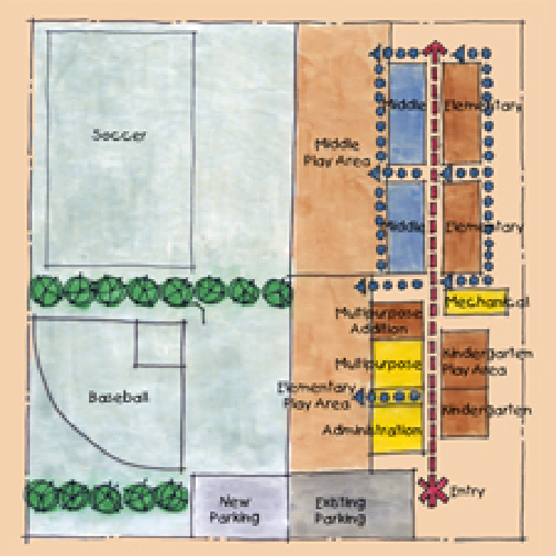 Architectural concept rendering for office space